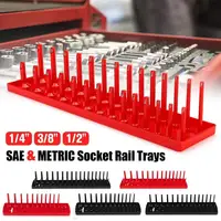 3 Pcs/1/4'' 3/8'' 1/2'' Socket Organizer Sleeve Holder Garage Storage Tool Metric SAE Plastic Home Tool Rack Tray Organizer 1