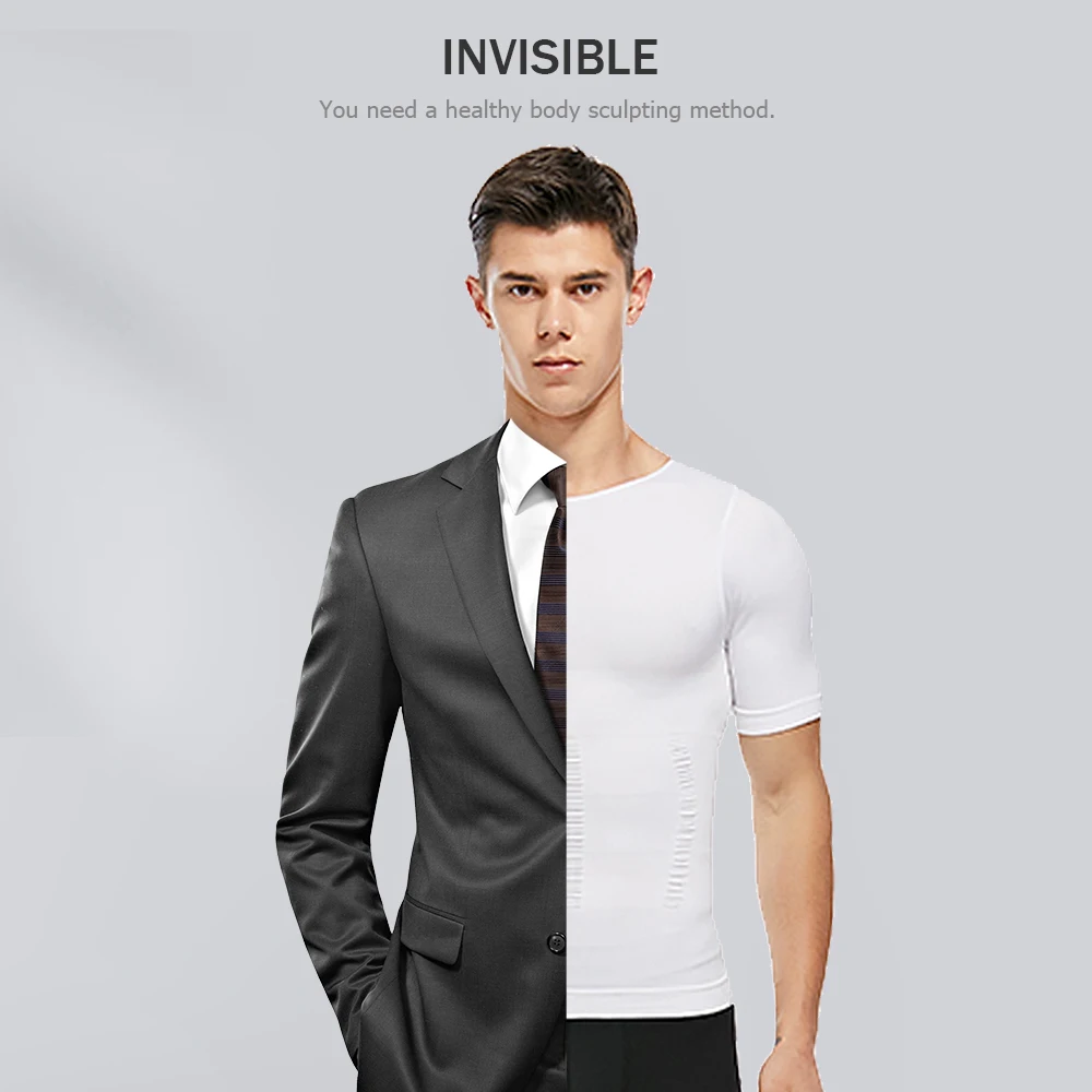 Maglia Dimagrante Uomo Con Scollo A V - Canottiera Compressiva In Cotone Per Snellire Pancia E Fianchi - Foto 3