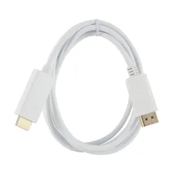 High - Definition DP to HDMI Cable - 1.8m Adapter for PC, Laptop, and Projector Displays (DP to HDMI White)
