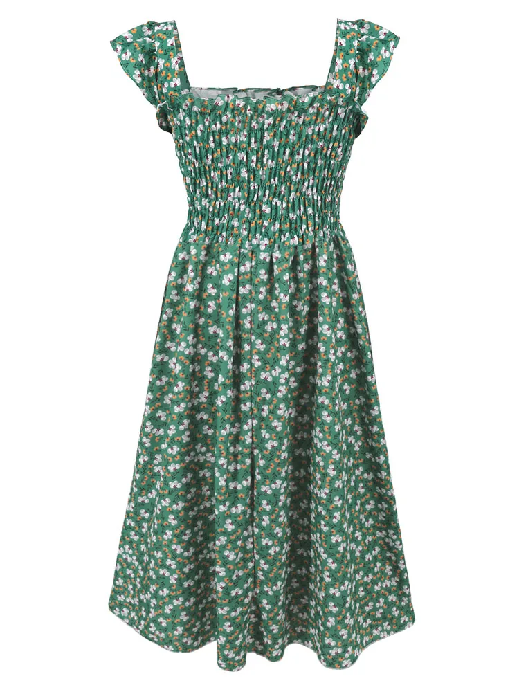 فستان فيجو كيسي 2025 نسائي متوسط الطول بطبعة زهور،...