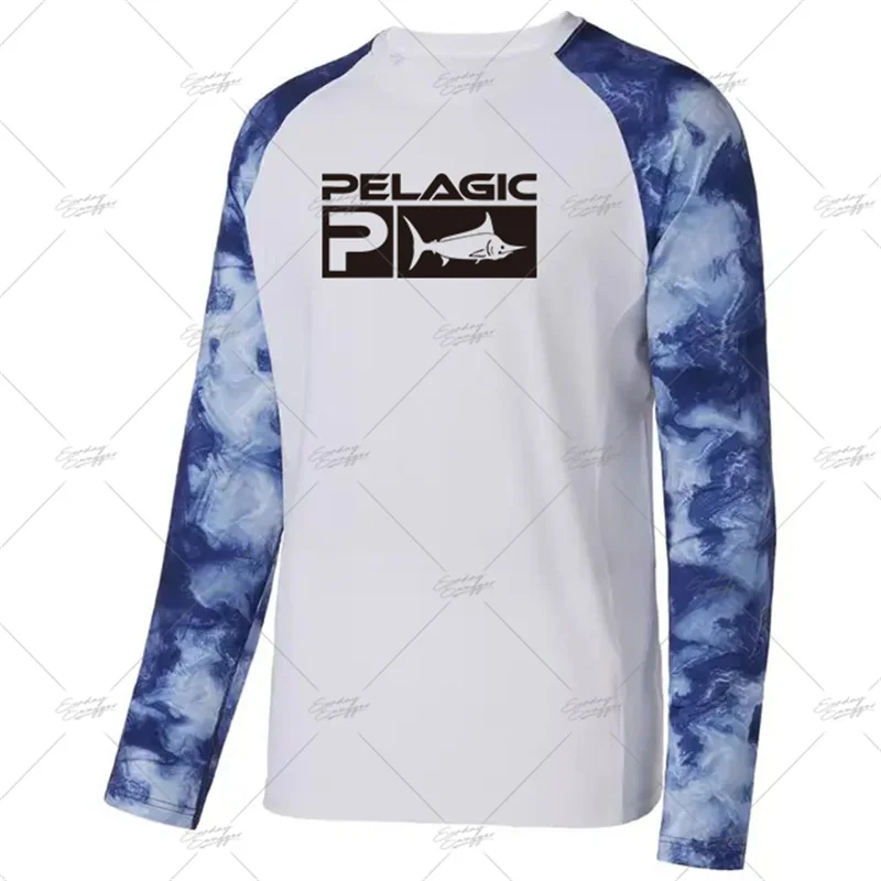 Pelagic Fishing Shirt Men Sun Protection T-Shirts Sweatshirt Outdoor Anti-UV Fishing Clothes Summer Hooded Mask Jerseys UPF50+