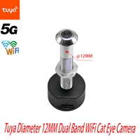 Tuya diamètre 12MM grand Angle Fisheye double fréquence WiFi oeil de chat surveillance à distance Graffiti vie intelligente caméra à domicile 1