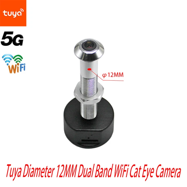 Tuya diamètre 12MM grand Angle Fisheye double fréquence WiFi oeil de chat surveillance à distance Graffiti vie intelligente caméra à domicile 1
