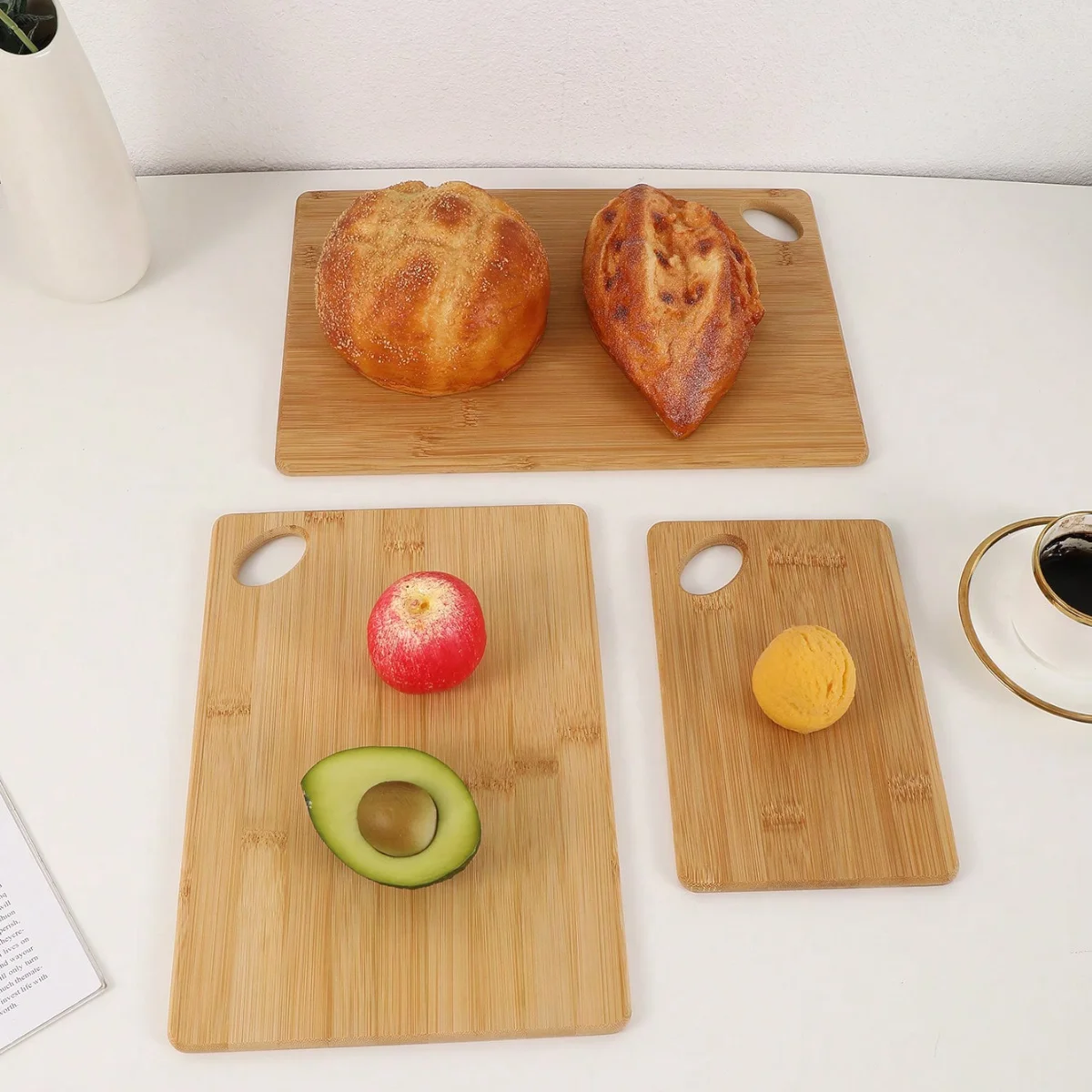 Versatile Bamboo Cutting Board Set - Large, Medium, and Small Boards for Cheese, Bread, Fruit, or Steak