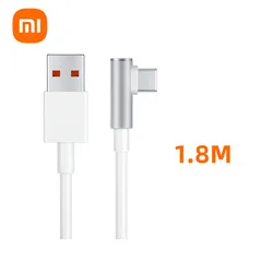 Xiaomi 120W Super Fast USB Charger with 90 Degree Type C Charging Cable (White 1.8M)