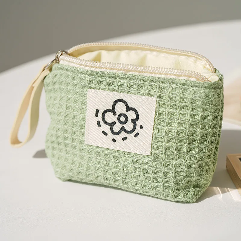 Chic Floral Waffle-Pattern Travel Wallet & Cosmetic Bag