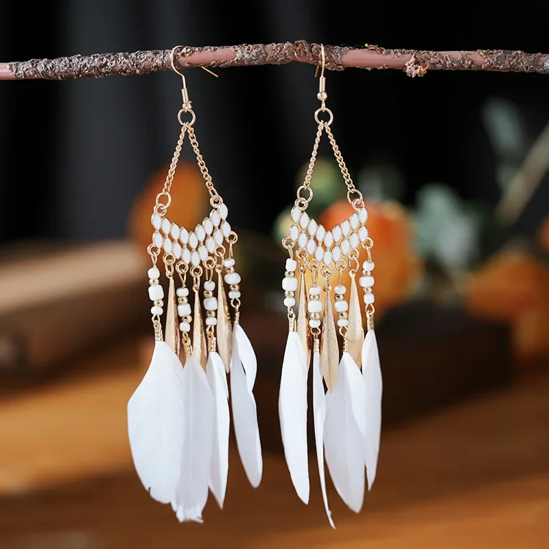 Jewelry Feather Dangle Earring Mens 2pcs Stainless Steel Feather