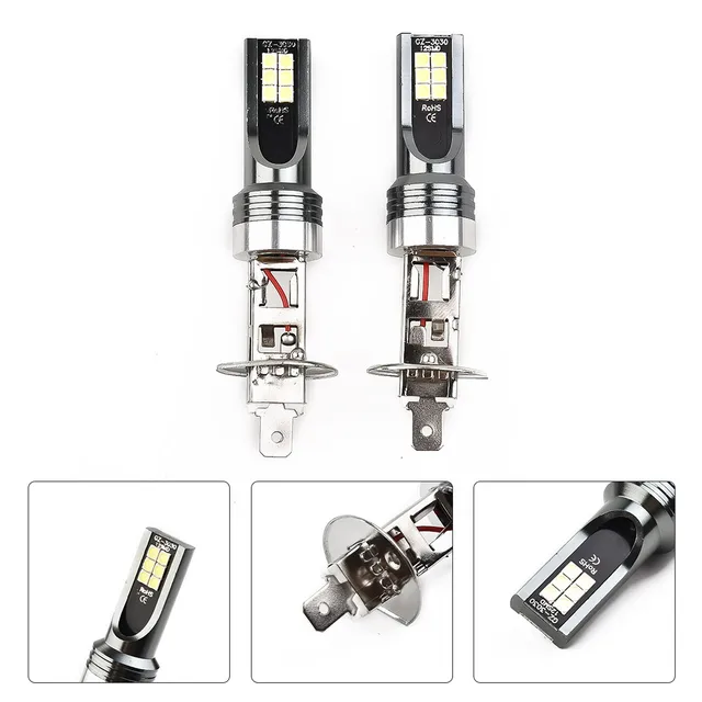 2pcs H1 LED Lights Bulbs Car Headlight Side COB SMD LED Bulb Light 14000LM 6000-6500K White High Low Beam Lamp 3