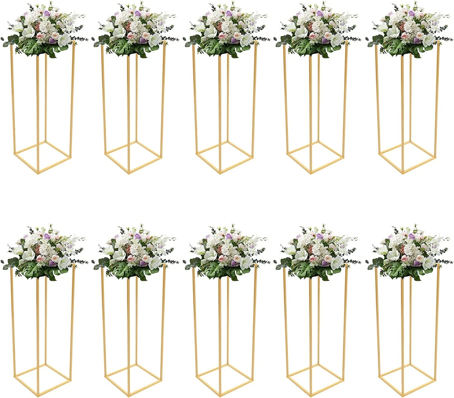 

6/10PCS Gold Flower Vase Floor Vases Column Stand Metal Road Lead Wedding Table Centerpiece Flower Rack Event Party Decorat