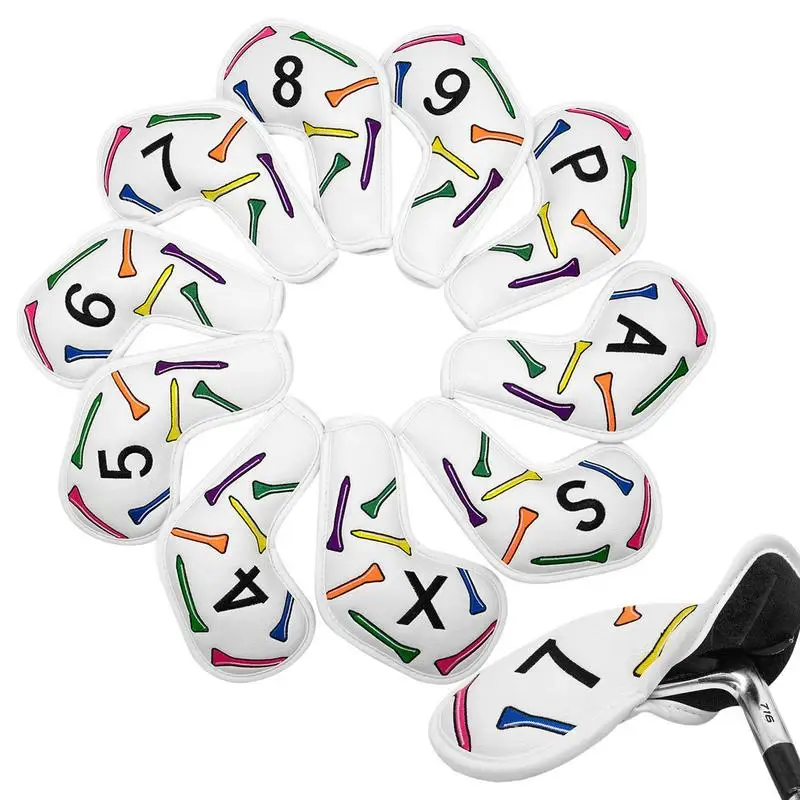 

Golf Club Covers Impact Resistant Golf Iron Wedge Head Covers Long Neck PU Leather Golf Covers For Standard Golf Clubs Easy To