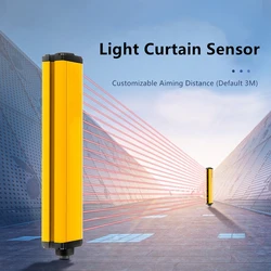 Safety Light Curtain Sensor Infrared Photoelectri Grating Barrier 40mm Resolution Area Protection Device NPN PNP 12-24V DC