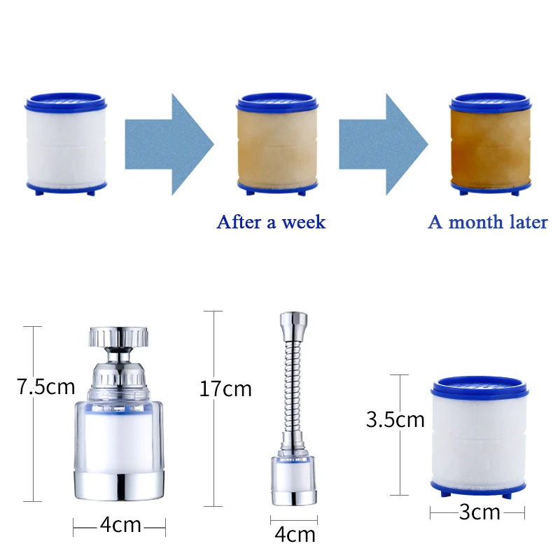6PCS Faucet Purifier Sprayer Head Shower Faucet Splash Filters Universal Tap Adapter for Hard Water Bath Filtration Purifier faucet water filter
