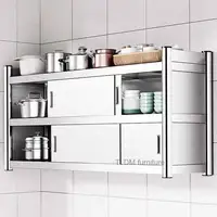 ตู้ครัวสแตนเลสอเนกประสงค์ทันสมัยแบบติดผนัง ตู้เก็บของแบบมินิมอล ตู้ครัวแขวนผนัง 3