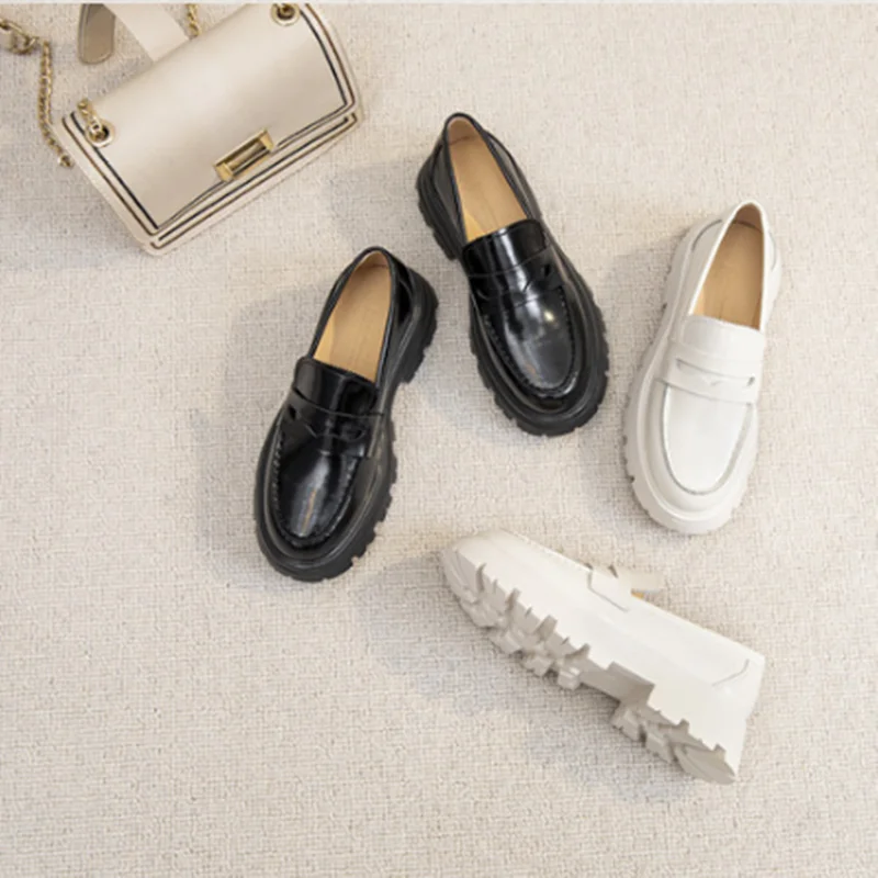 DIMANYU Women Shoes Loafers Platform 2024 New Genuine Leather Large Size Spring Shoes Ladies College Style Oxford Shoes Women