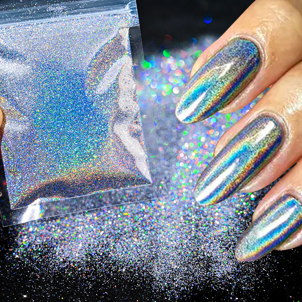 Holographic Nail Powder Chrome Laser Mirror Glitter Design Nail