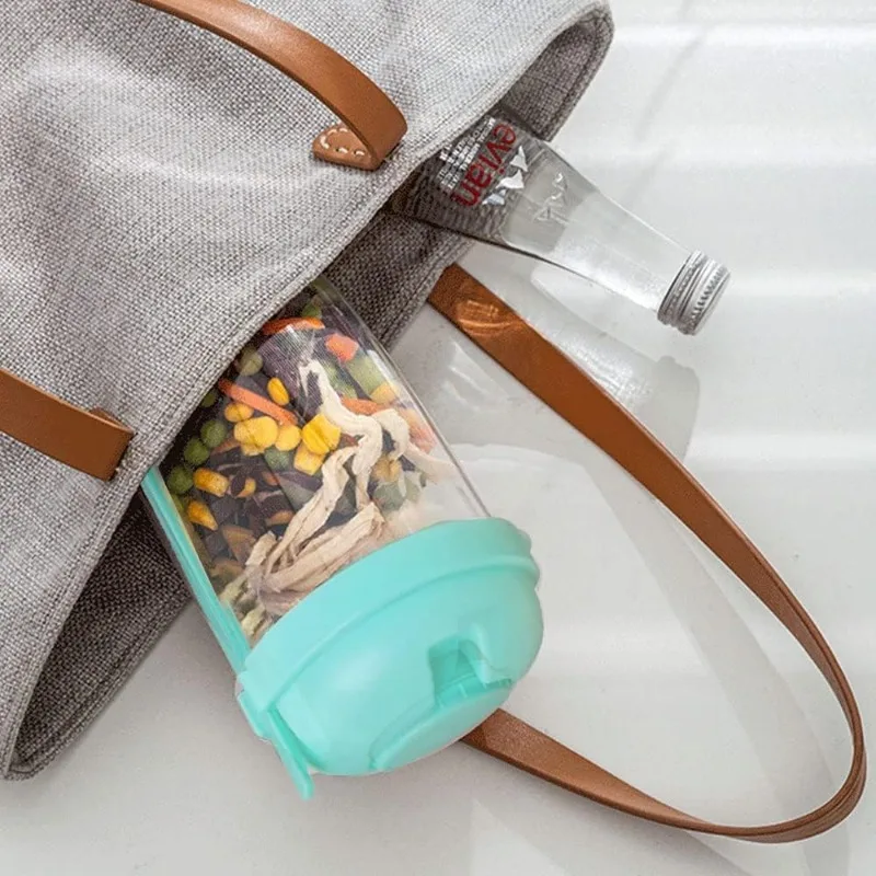 Leak-Proof Salad Shaker Cup with Fork and Dressing Container Portable BPA-Free Plastic Container for Healthy Eating on-The-Go