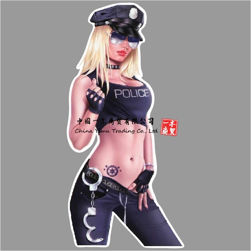 Sex Blonde Babe Police Hot Stripper Cosplay Car Decal Decalcomania Del Motociclo