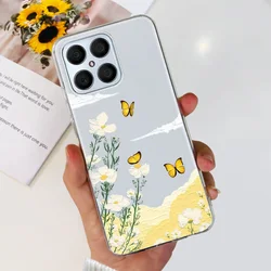 Floral Butterfly Pattern Soft Silicone TPU Back Cover Case for Honor X8 4G (Lavender)
