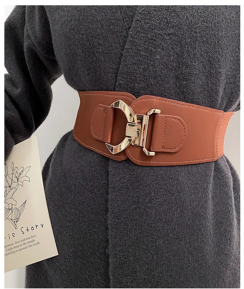 Koreanischer Retro-elastischer, verstellbarer, dekorativer Taillenmieder für Damen, vielseitiger, hochwertiger, ungewöhnlicher breiter Gürtel – Detail 3