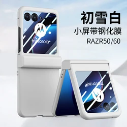 Slim Ultra Thin Hard Protective Case with Tempered Glass - Enhanced Hand Feel Solid Cover for Moto Razr 60 (A1 With Glass Film)