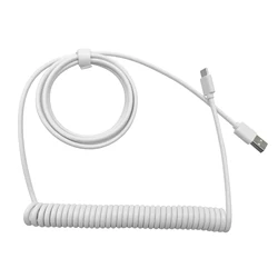 Enhanced Coiled Aviator USB - C Cable for Mechanical Keyboards - Maximum 3M Length (WHITE)