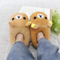 luxury Winter Bear Cotton Ladies Slippers House Home Cartoon Cute Bear Home Indoor Couple Female Warm Indoor Slipper Casual - Image 3