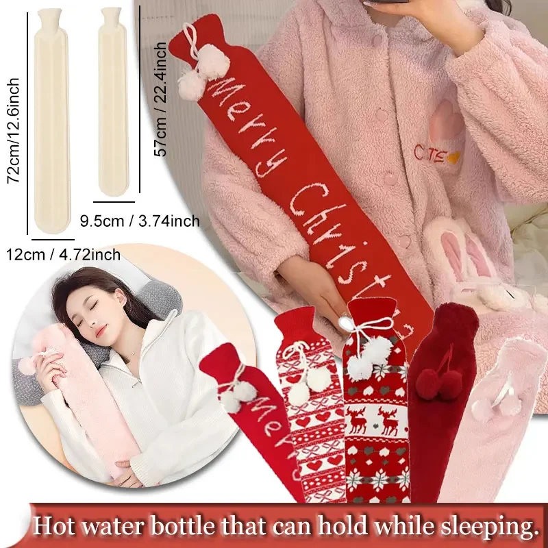 Long Hot Water Bottle Water-filled Plush Rubber Hot Water Bag Bottle That Can Hold While Sleeping Winter Products water bottle,water bag