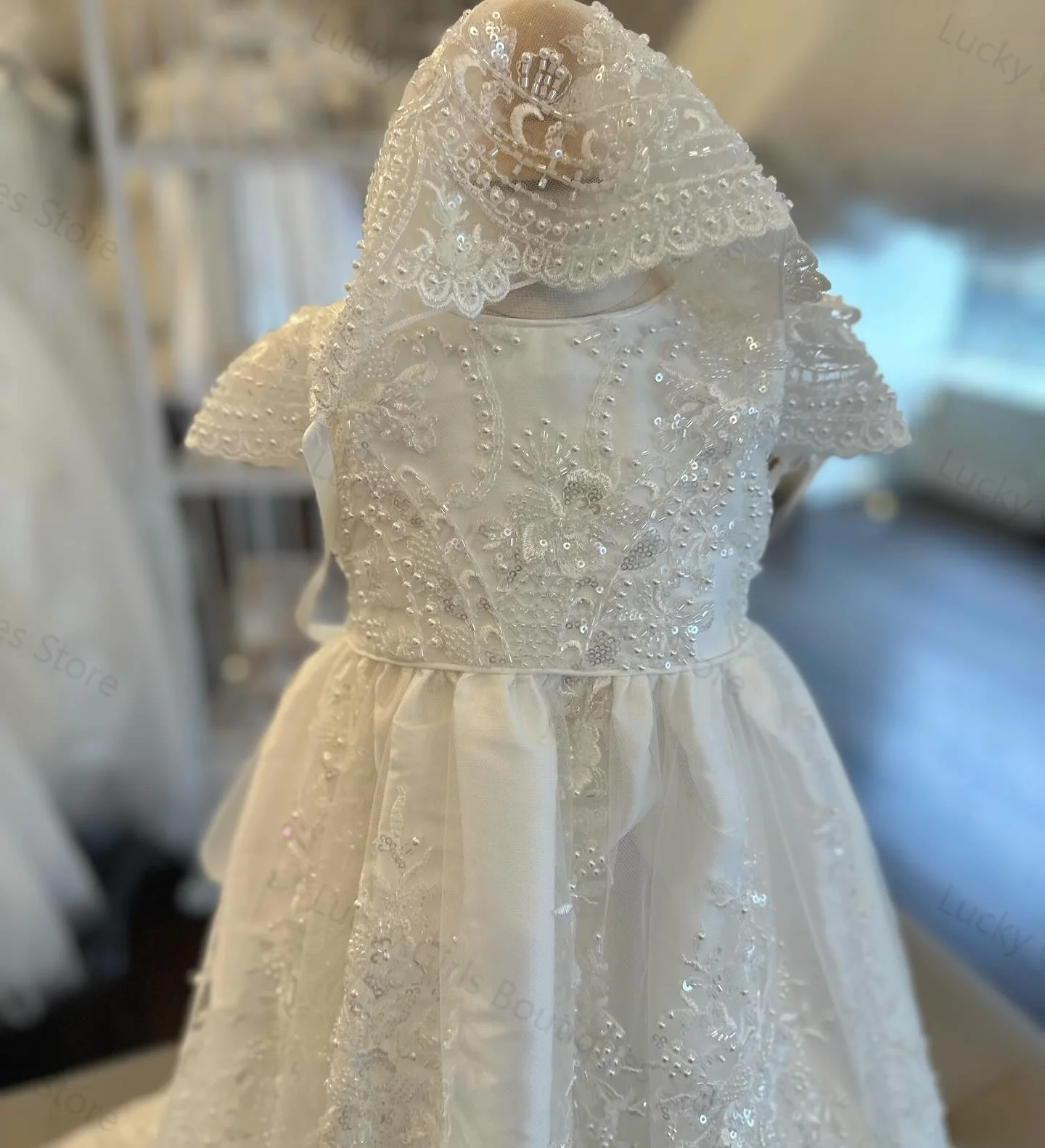 Luxury A-Line Christening Dress 2
