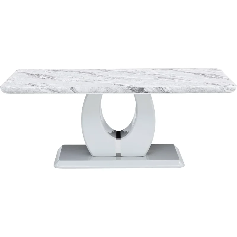 Modern Coffee Table Faux Marble Desktop Rectangular Center Table Tea Table Accent Furniture for Living Room Simple Assembly 47.2 3