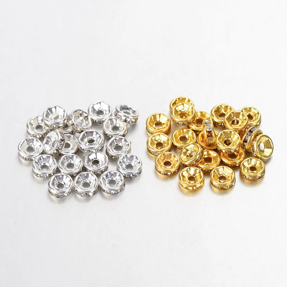 100 Stück 4–10 mm Strass-Abstandsperlen, Leichtmetall-Radperlen für DIY-Armbänder, Halsketten, Ohrringe, Bekleidungszubehör – Detail 18