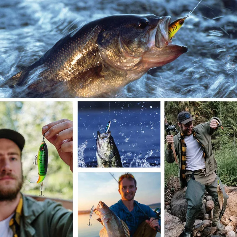 6Pcs Whopper Plopper Topwater Fishing Lures Lot Rotating Tail for Bass Pike Chub Fishing Accessories Hard Bait Simulation Bait 6