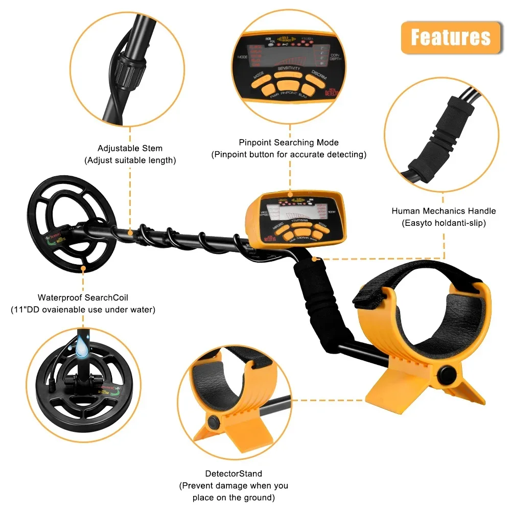 MD6250 Professional Metal Detector High Performance Underground Metal Detector Hunter Underwater Detect Jewelry Coins All