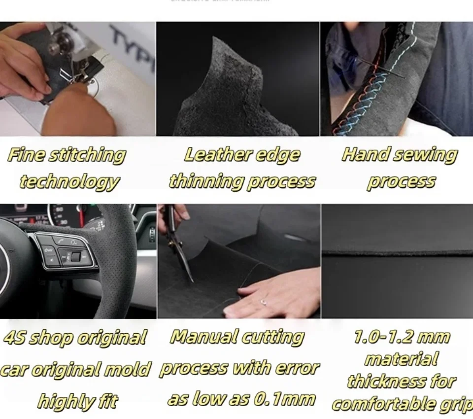 Handgenähter Auto-Lenkradbezug aus echtem Leder für Citroen Grand C4 Picasso Space Tourer 2013–2019 2020–2022 Zubehör – Detail 4