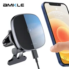 

15W Car Wireless Charger for IPhone 12 13 Pro Max Mini Aluminum Alloy Middle Frame Magnetic Car Phone Holder Phone Kickstand