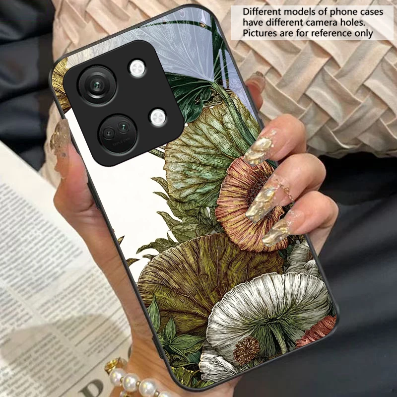 Green Tropical Plants Black Tempered Glass Phone Case