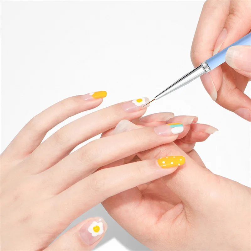 Metal Handle Nail Art Dotting Nail Brush Set Painting UV Gel Liner Acrylic Nail Brush 4