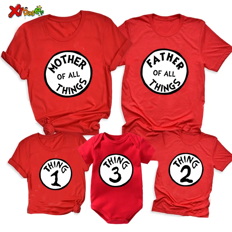 Completi coordinati per la famiglia camicia Ting Party Shirt t-Shirt rossa insieme famiglia nome personalizzato Tshirt abiti bambini vacanza pigiama