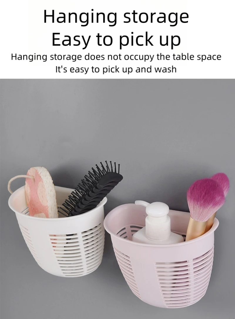 Description Picture 5 of itemWall Hanging Seamless Storage Box Plastic Storage Basket Household Small Hanging Basket Storage Rack Kitchen Storage Basket