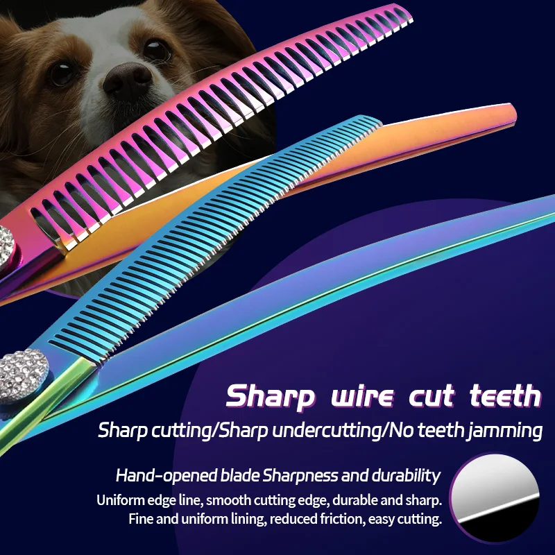 Dog Grooming Shears dog grooming scissors 7.0/7.25/7.5 Inch JP440C Colorful Curved Thinning Chunker Scissors Dog Face Body