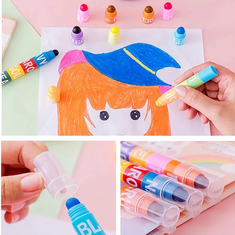 Gel Highlighter Markers 6/12pcs/set Colors Rainbow Mini Splicing Pastel Office School Stationery Painting Mark Art Supplies