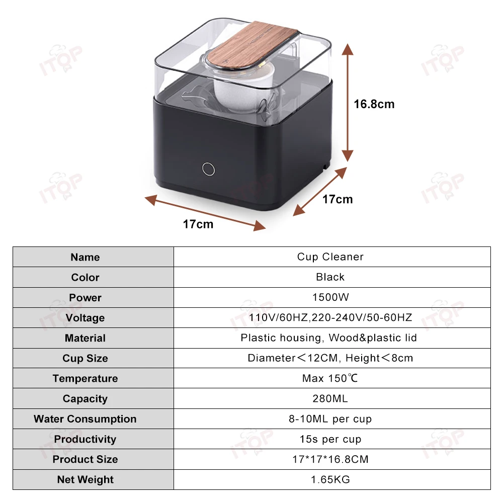 ITOP HTCC Commercial Teacup Cleaner with High-Temperature Steam 150°C Food-Grade Materials Compatible with Various Cup Shapes 3