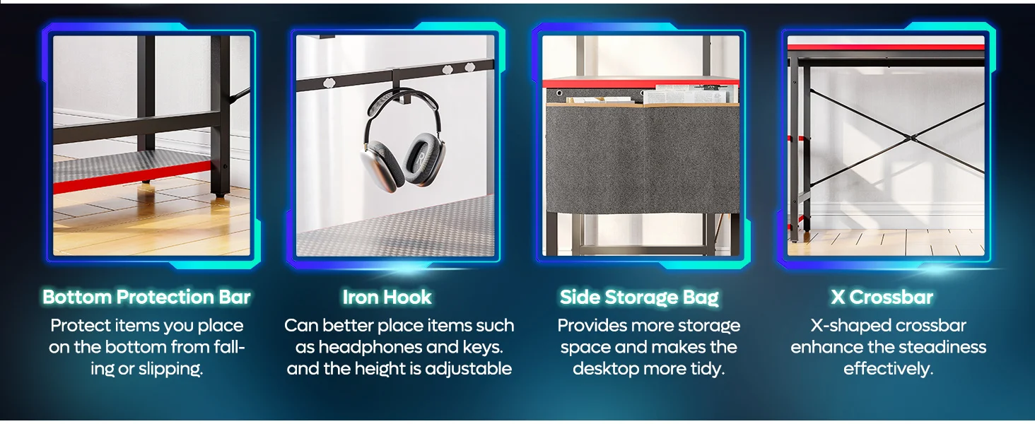 Gaming Desk with LED Lights