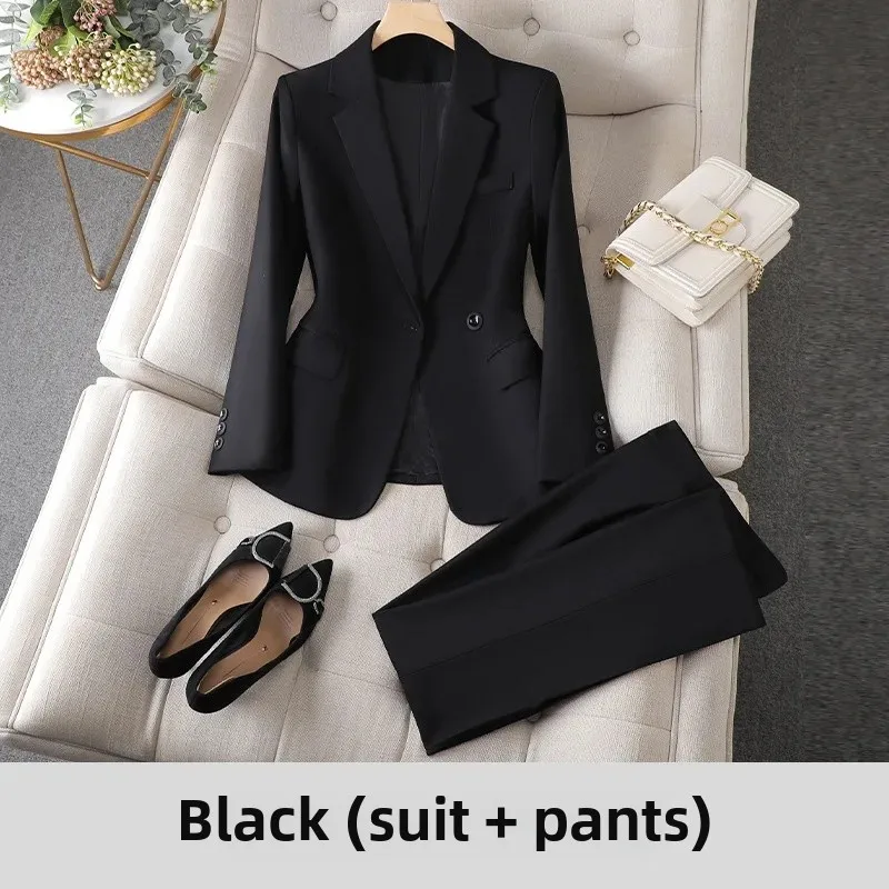 طقم بدلة نسائية أنيقة لربيع وخريف زي عمل الفندق، م...