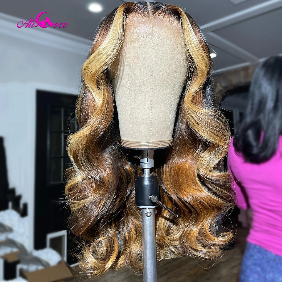 

Ombre Blonde Body Wave Human Hair Wigs Pre-Plucked 13x4 13x6 Lace Front Human Hair Wig For Woman Highlight Blonde Human Hair Wig