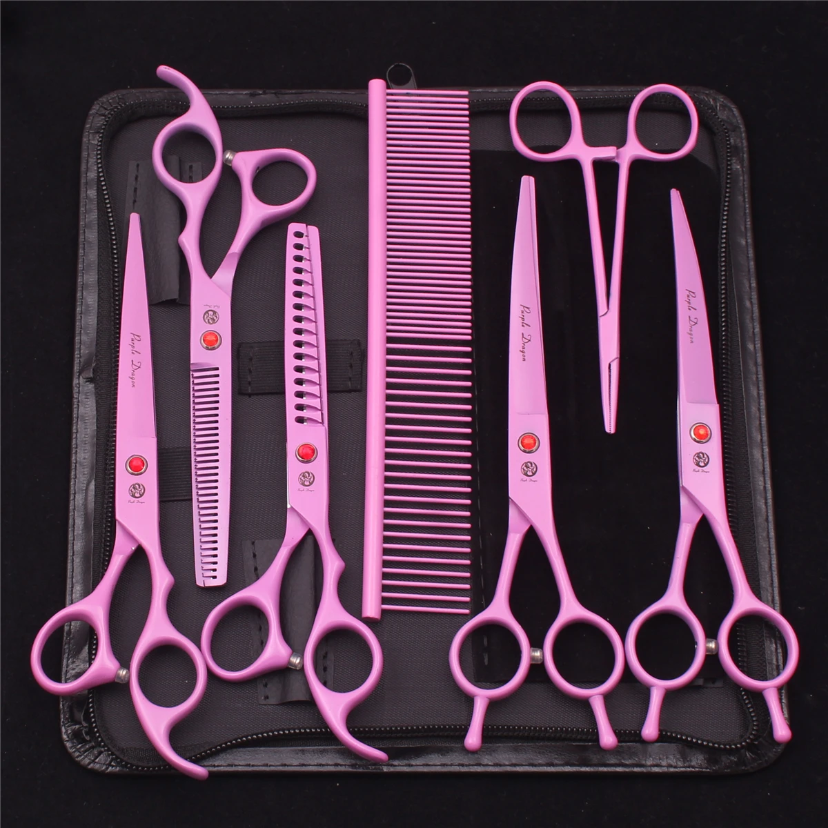 Dog Beauty Scissors Grooming Dog Professional Scissors Japan Stainless Pink Purple Dragon Pink Pet Chunker Kit Z3002