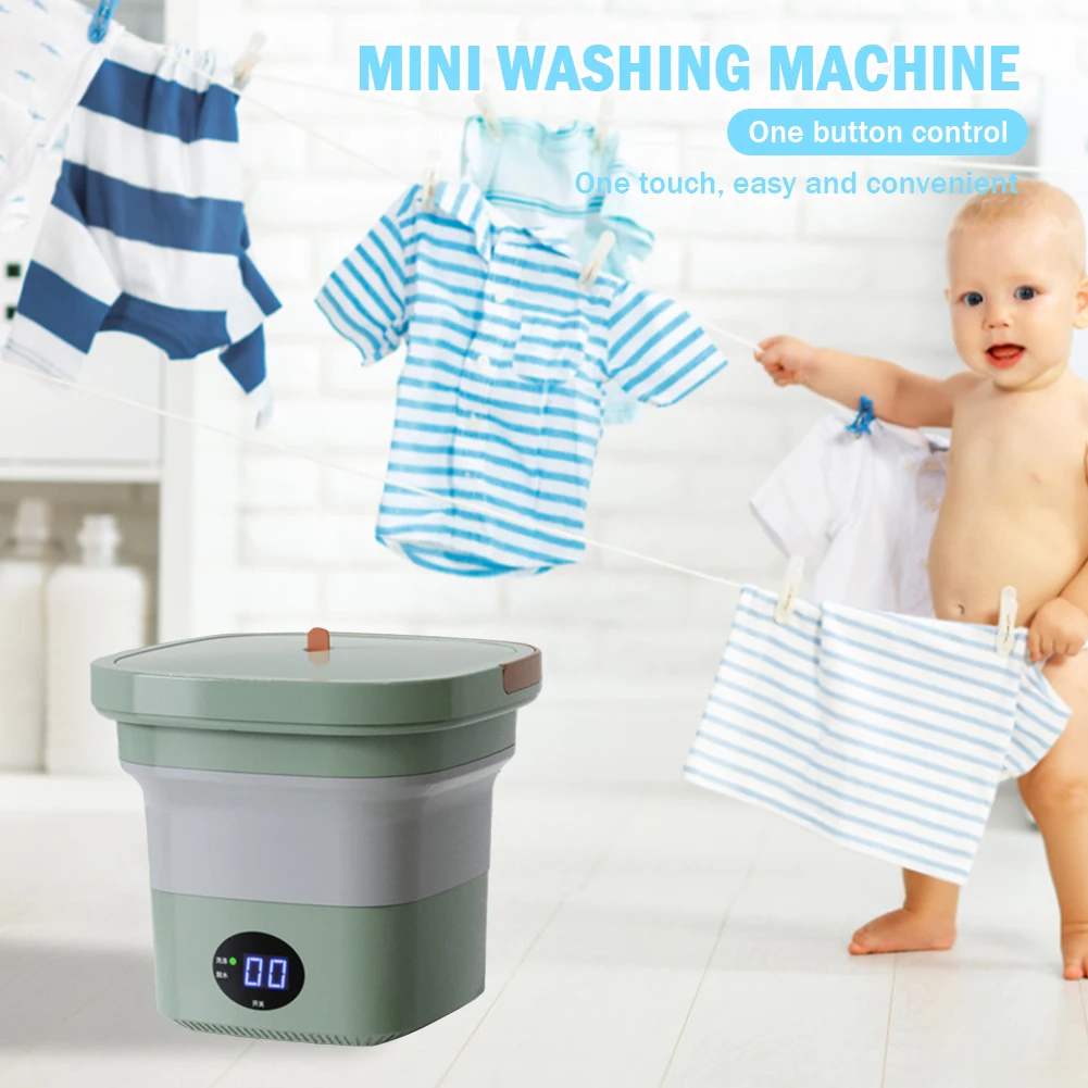 6L Washing Machine Foldable Washing Machines with Drain Bucket Mini Portable Washer for Socks