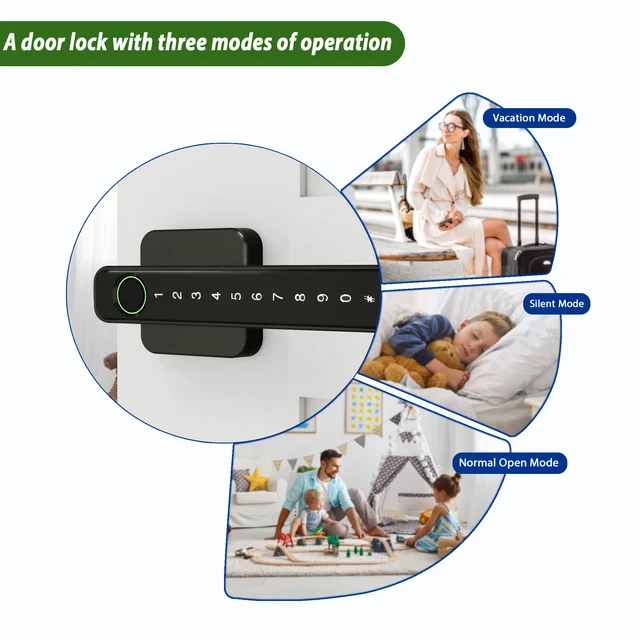 Fingerprint lock Biometric door handle Smart Password Electric Digital Lock Tuya Keyless Security Door Knob for Home 4