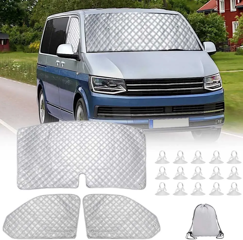 Auto Internal Thermal Blind Window Cover Set 3PCS For VW T5 T6 Sunshade Windscreen Windshield Visor Cover Protection Set car sunshade,windshield sunshade,windshield sun shade
