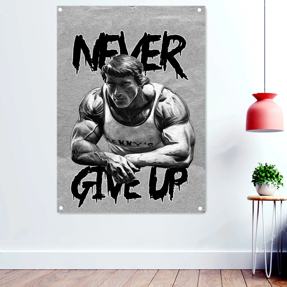 Never Give Up! Workout Motivational Poster Banner Flag Gym Decor  Bodybuilding Fitness Workout Wallpaper Tapestry Canvas Painting - Flags -  AliExpress
