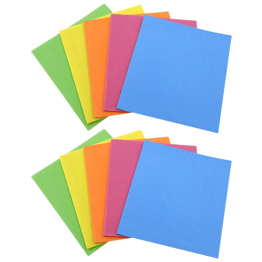 

10 Pcs Fiber Wood Pulp Sponge Cleaning Towels Practical Dish Cloths Kitchen for